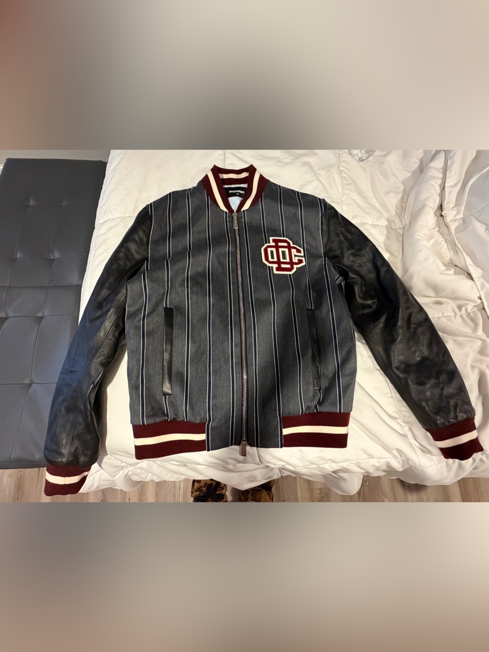 DSQUARED2 — grey and black man dc bomber jacket with stripe pattern - Picture 3 of 10